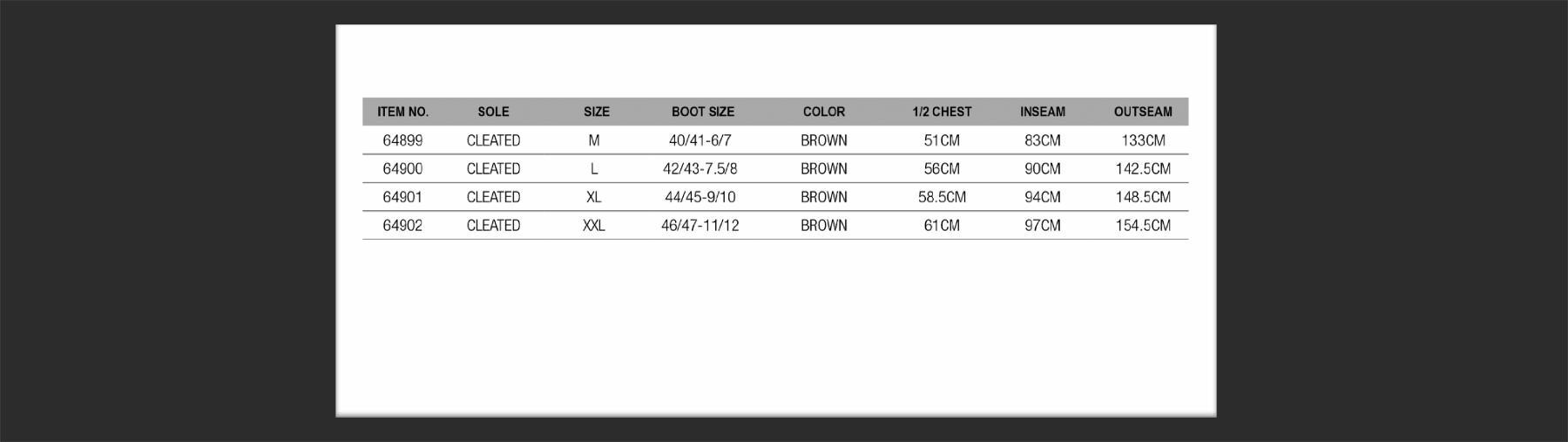 KENAI NEO 4MM CHEST BOOTFOOT CLEATED BROWN